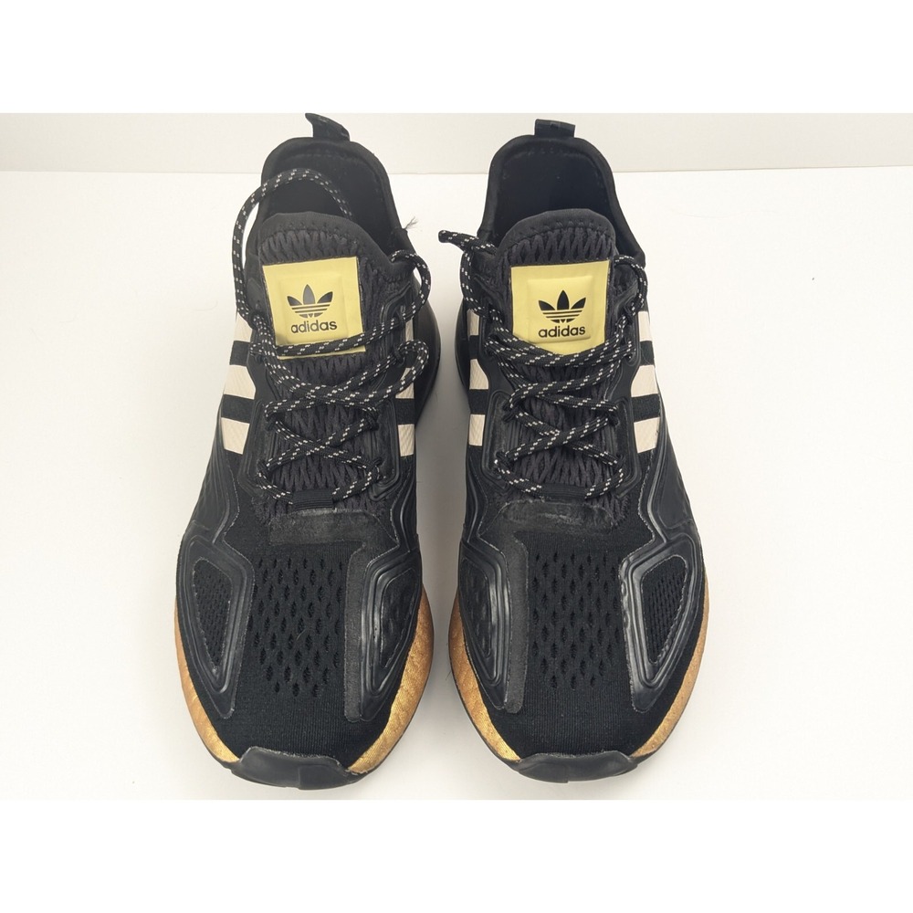 Adidas ZX 2K Boost Women's Sneakers Size 7.5 Black Gold Athletic Shoes Pre-Owned
